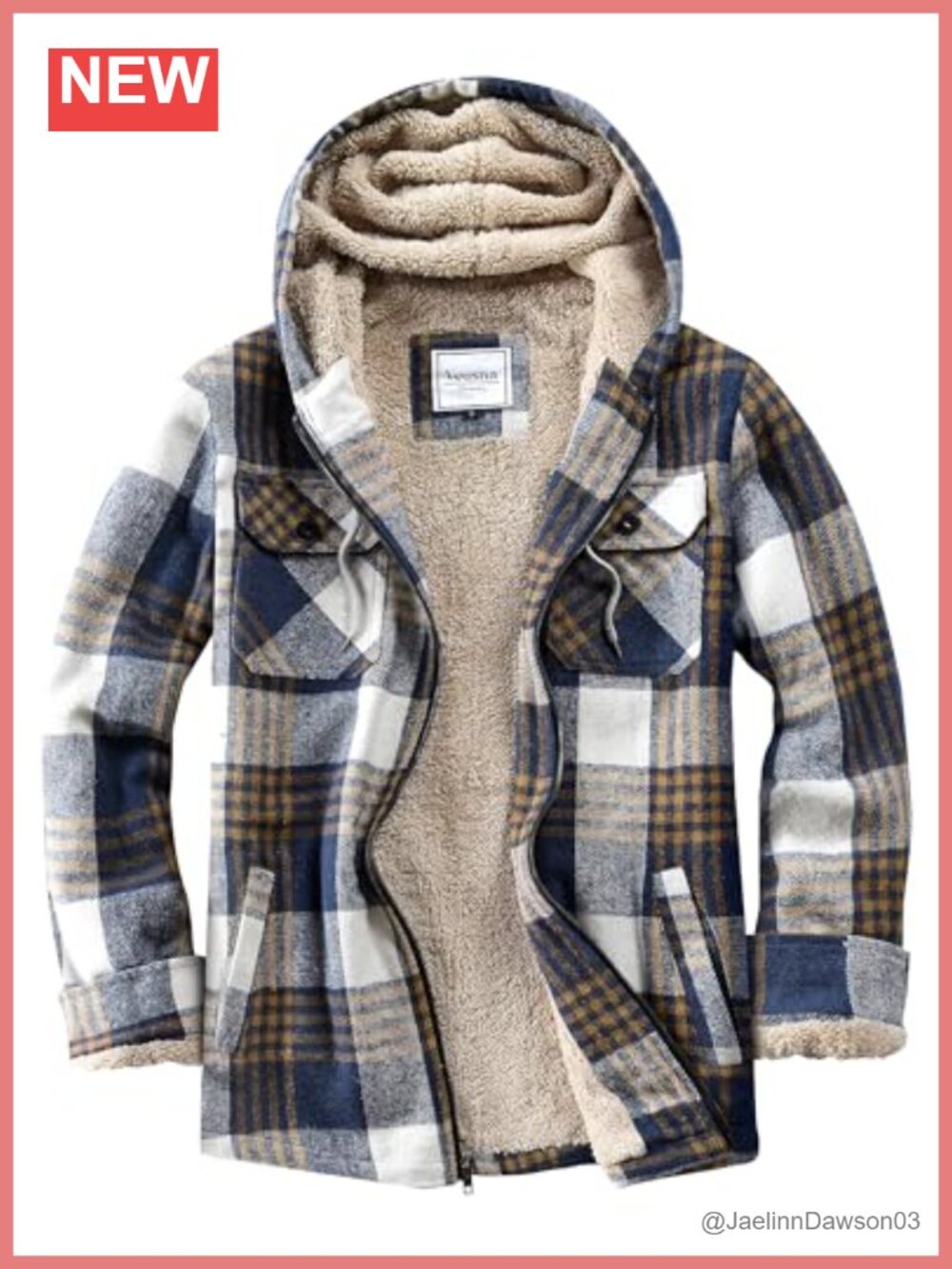 Flannel Shirt Jacket Fleece Lined Hooded Zip Up Plaid Winter Coat